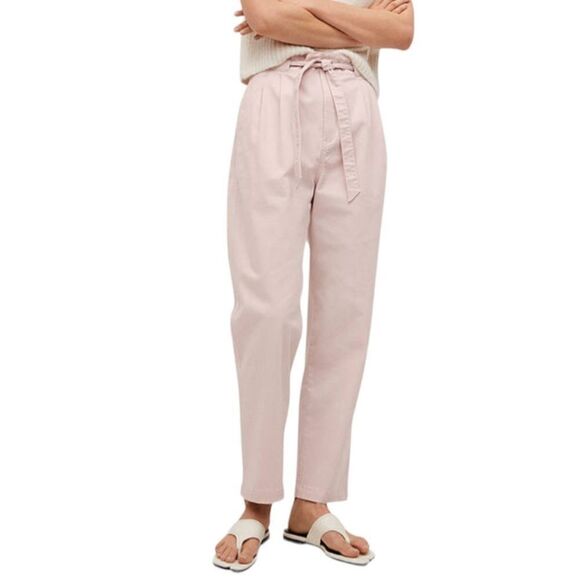 Mango Cotton Pleated Trousers, Pastel Pink
 Women Size 14 - Picture 1 of 11